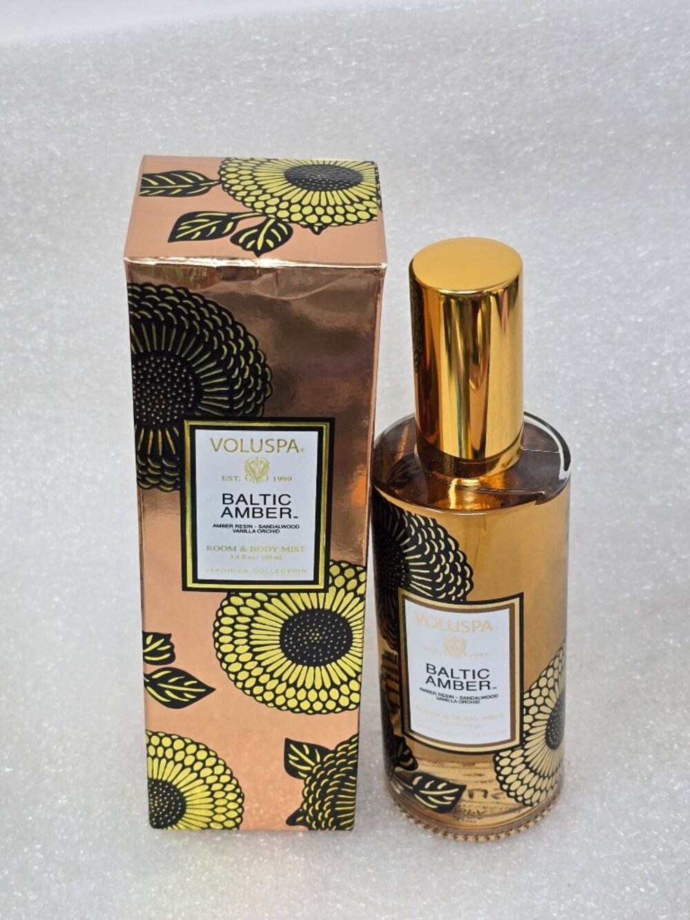 Voluspa Baltic Amber Room & Body Mist 3.4 Oz Japonica Collection With Box